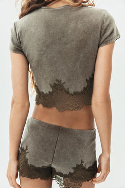 FADED-EFFECT LACE CROP TOP - Zara фото 4