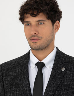Siyah Ekstra Slim Fit Y_n Kar___ml_ Blazer Ceket