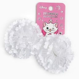 Бант для волос на резинке, белый, 2 штуки, 7 см, Коты аристократы