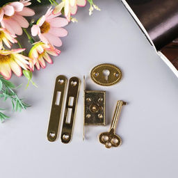 Замок для шкатулки С ключиком 5 предметов в наборе 1х5,5 см С-303