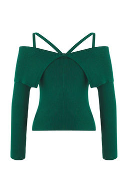 Bordo Premium Iplik/Ozel Iplik Carmen Boyundan Ask?l? Triko Kazak TWOAW26KZ00076 - Trendyolmilla фото 9