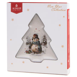 ТАРЕЛКА В ФОРМЕ ЕЛКИ AGNESS С НОВЫМ ГОДОМ! 23*20,2*2,2 СМ (КОР=24ШТ.)  фото 2
