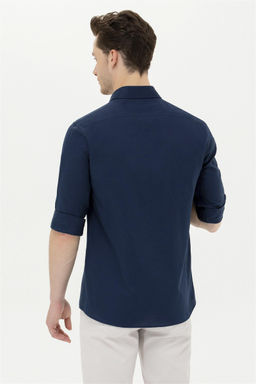 Мужская темно-синяя базовая рубашка с длинным рукавом Неожиданная скидка в корзине - U.s. polo assn фото 5