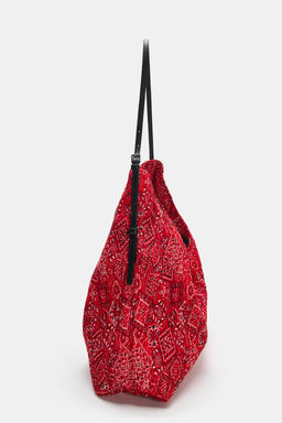 BOLSO SHOPPER TEJIDO / Rojo - Zara фото 4