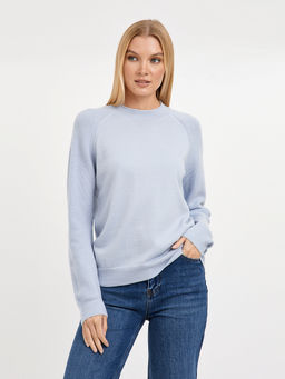 джемпер женский из шерсти с круглым вырезом