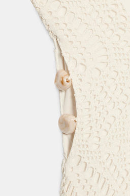 VESTIDO MIDI CROCHET CUT OUT ABALORIOS / Blanco roto - Zara фото 9
