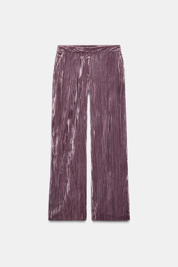 WIDE-LEG VELVET TROUSERS - Zara фото 8