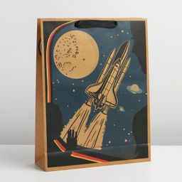 Пакет крафтовый вертикальный Космос, L 31 40 11,5 см - Дарите счастье фото 2