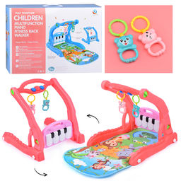 Коврик развивающий/ходунки "Веселые друзья" розовый, с пианино, в коробке