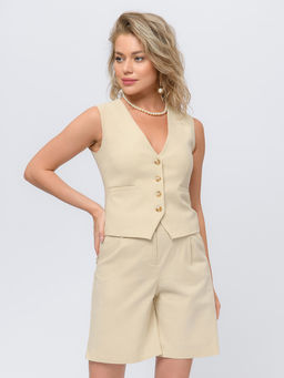 Жилет бежевого цвета на пуговицах - 1001dress фото 2