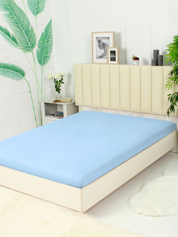 Простыня трикотажная на резинке - Голубой 90х200х20