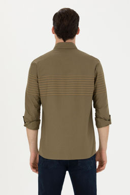 Мужская рубашка цвета хаки с длинным рукавом - U.s. polo assn фото 19