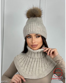 Набор 2в1 зимний комплект с натуральным мехом