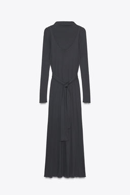 DOUBLE EFFECT DRESS WITH TIE BELT - Zara фото 7