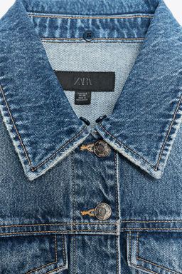 Z1975 FAUX FUR COLLAR SHORT DENIM JACKET - Zara фото 10