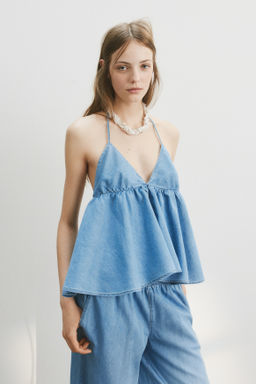 Top denim con escote halter - H&m фото 2