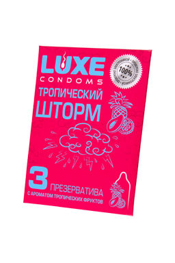 Презервативы Luxe, конверт Тропический шторм, латекс, тропические фрукты, 18 см, 5,2 см, 3 шт.