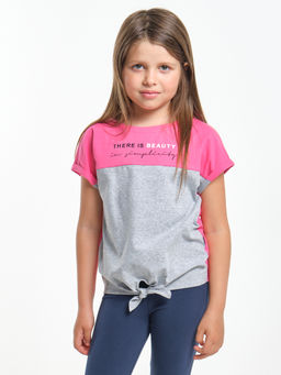 Футболка для девочки UD 6338 малина/серый