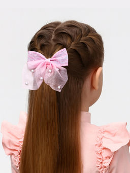 Цена за 6 шт. Бант для волос на резинке «Бантик Лили воздушный», 8×7 см, розовый