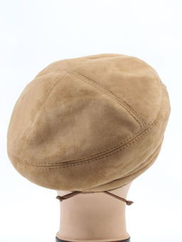 1151 BEIGE Берет зимний женский (искусственная замша, искусственный мех)