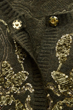 COMBINED KNIT CARDIGAN WITH SEQUINS - Zara фото 3