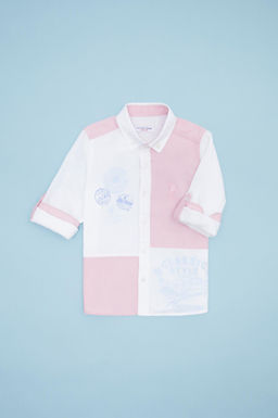 Пудровая рубашка для мальчиков с длинным рукавом