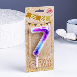 Свеча в торт на шпажке «Галактика», цифра 7, 9 см, ГИГАНТ