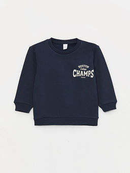 Bisiklet Yaka Bask?l? Uzun Kollu Erkek Bebek Sweatshirt ve E?ofman Alt? 2li Tak?m - Waikiki фото 2