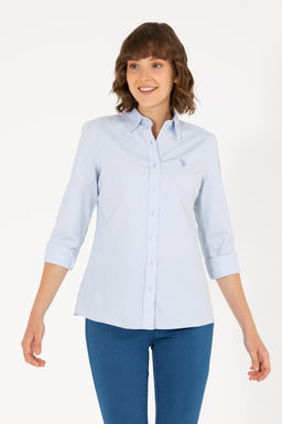 U. S. Polo Assn Женская голубая базовая рубашка с длинным рукавом