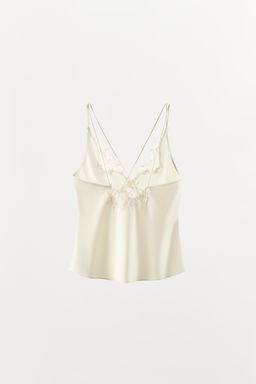 TOP SATINADO ENCAJE TIRAS CRUZADAS / Crudo - Zara фото 9