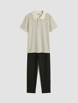 Polo Yaka ?izgili Erkek ?ocuk Ti??rt ve Pantolon