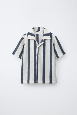 CAMISA PUNTO RAYAS / Azul