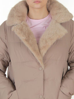 8806 BEIGE Пальто зимнее женское (200 гр. холлофайбер)