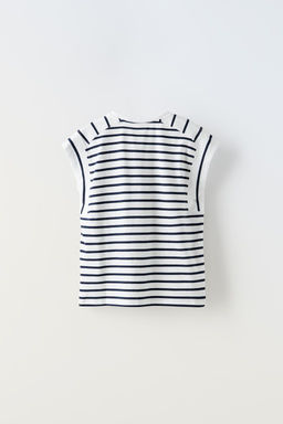 STRIPED T-SHIRT WITH TAB - Zara фото 2