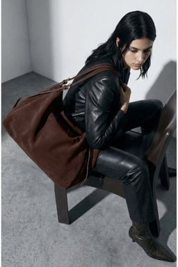 Kahverengi Suet Kad?n Seyahat ve Maxi XL Omuz Cantas? TAKAW26OC00091