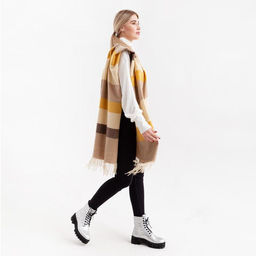 Палантин женский MINAKU с полосками, размер 70*180 см  фото 2