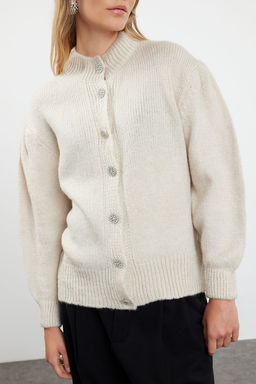 Tas Yumusak Dokulu Mucevher Dugmeli Ceket Gorunumlu Triko H?rka TWOAW21HI0034