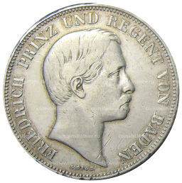 1 гульден 1856 года Германские государства  Баден
