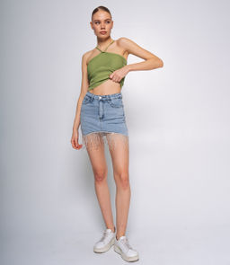 Джинсовая юбка-шорты #КТ6699 (1), голубой - Dommod фото 4