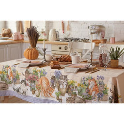 Скатерть Этель Уютные коты, 180?147 см, 100% хлопок, саржа 190 г/м?