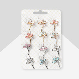 Цена за 12 шт. Брошь «Цветок» трилистник, цвет МИКС (неделимая фас. 12шт., цена за шт)