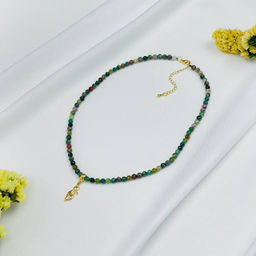 Колье из Мохового агата с подвеской 42 см +