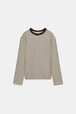 CAMISETA RAYAS MANGA LARGA / Rayas marrones - Zara фото 6