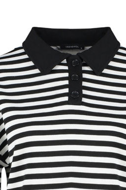 TRENDYOLMILLA Mavi Cizgili Polo Yaka Kal?n Ici Polarl? Oversize Orme Sweatshirt TWOAW24SW00344 фото 7