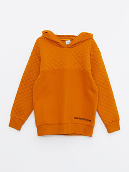 Kap??onlu Kapitone Desenli Uzun Kollu Erkek ?ocuk Sweatshirt