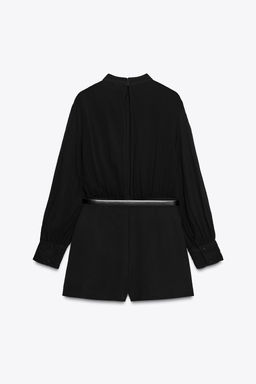 SEMI-SHEER COMBINED BELTED JUMPSUIT - Zara фото 7