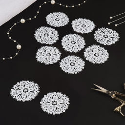 Цена за 2 шт. Аппликация для одежды «Узор», кружевная, d=5.5 см, 10 шт., белая