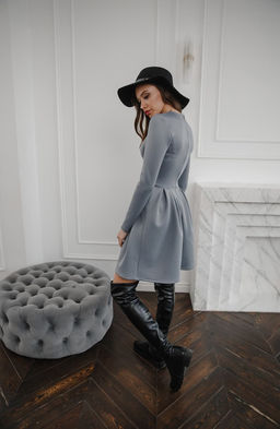 Платье мини серый - Donna saggia фото 4