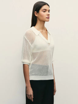 Вязаный джемпер-поло / Zarina  фото 4