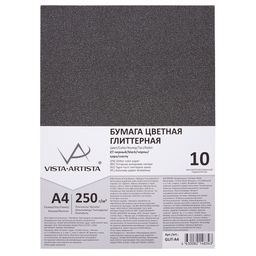 VISTA-ARTISTA Бумага цветная глиттерная GLIT-A4 250 г/м2 A4 21 х 29.7 см 10 шт. 07 - черный (black)